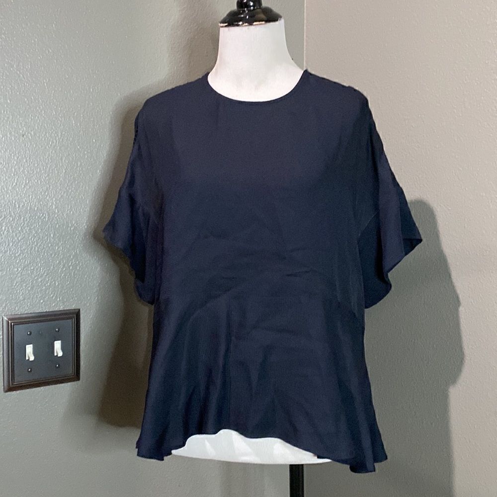 Top Shop Black Short Sleeve Blouse Peplum Waist